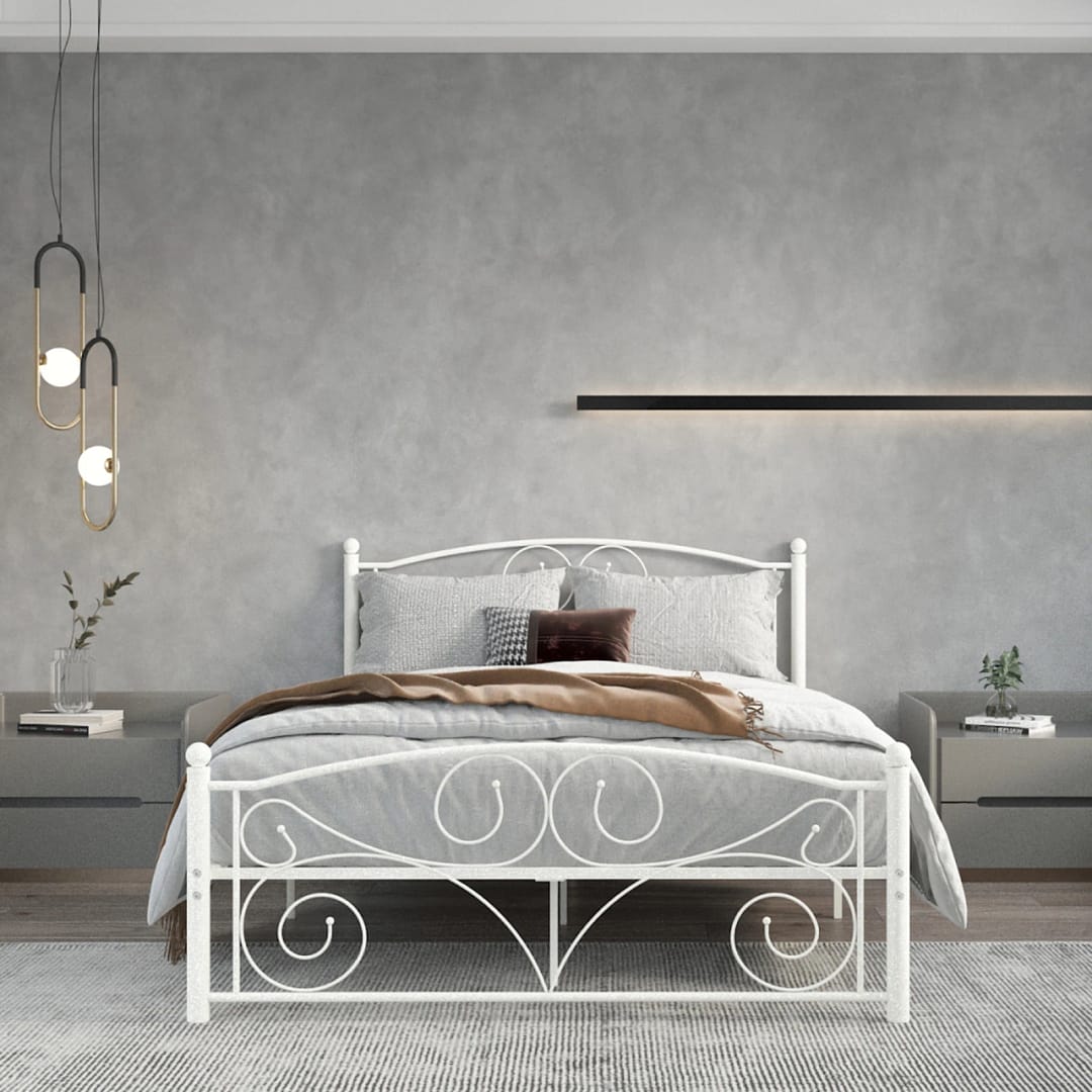Grace White Full Size Metal Bed 1 Full Metal Bed MB 22007 1