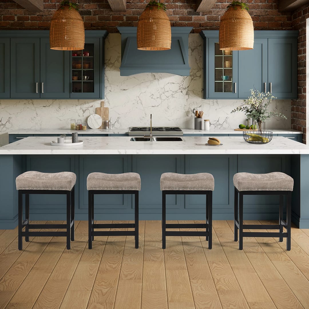 Kislot Backless Counter Height Bar Stools Fabric Cushion 2 bar stools set of 4 fabric seat