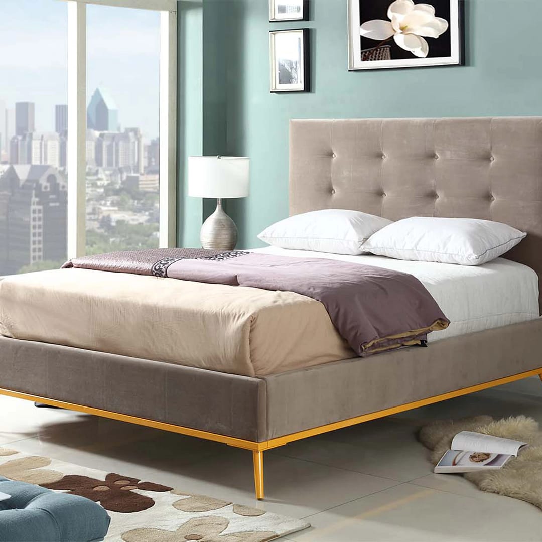 Kallabe Queen Size Velvet Upholstered Bed 1 UPHOLSTERY BED