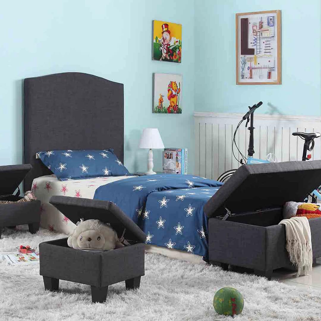 Amolife Youth Upholstered Headboard With Storage Ottoman 2 YOUTH BED UB 21019 A 2