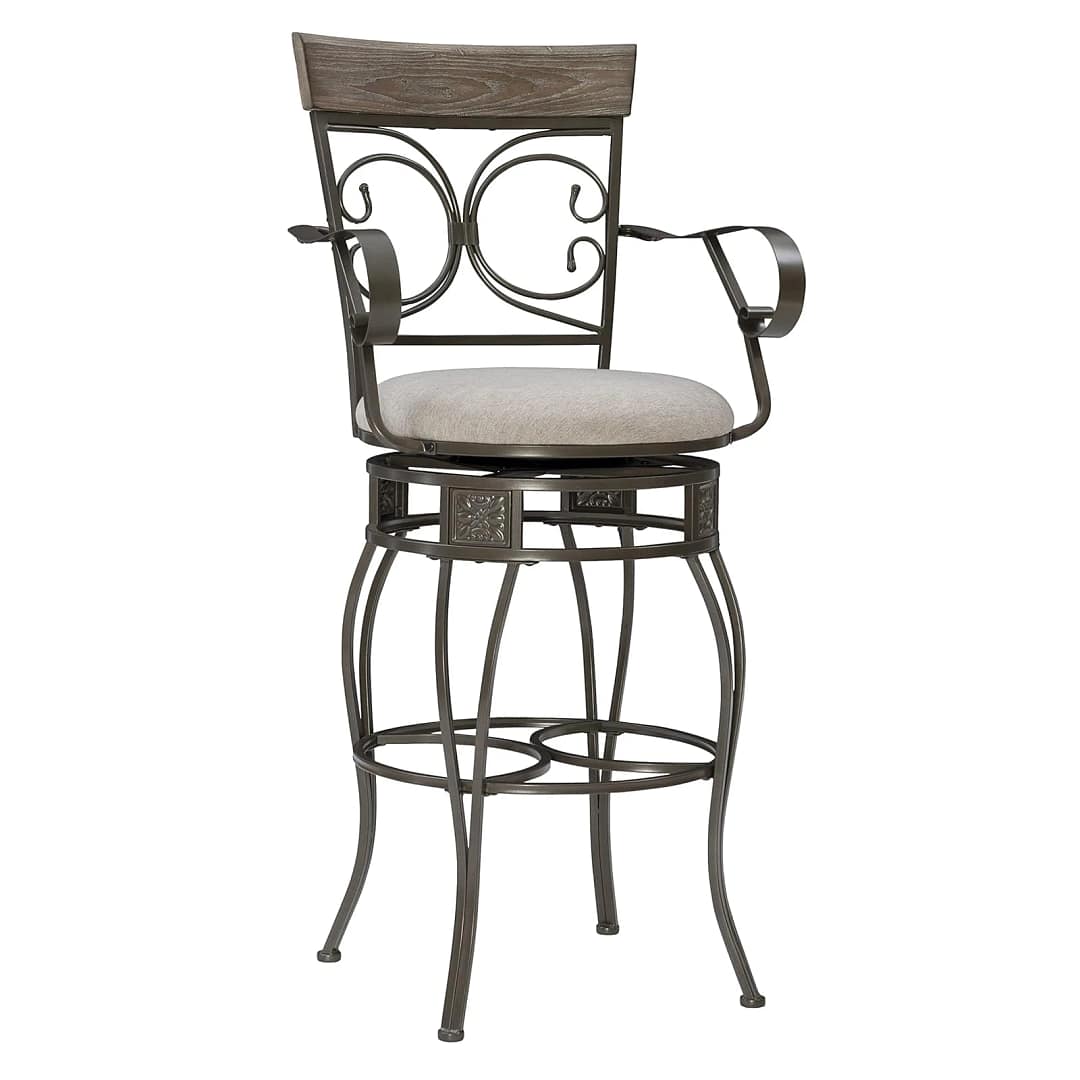 Powell Swivel Bar Height Bar Stools with Arms and Backrest
