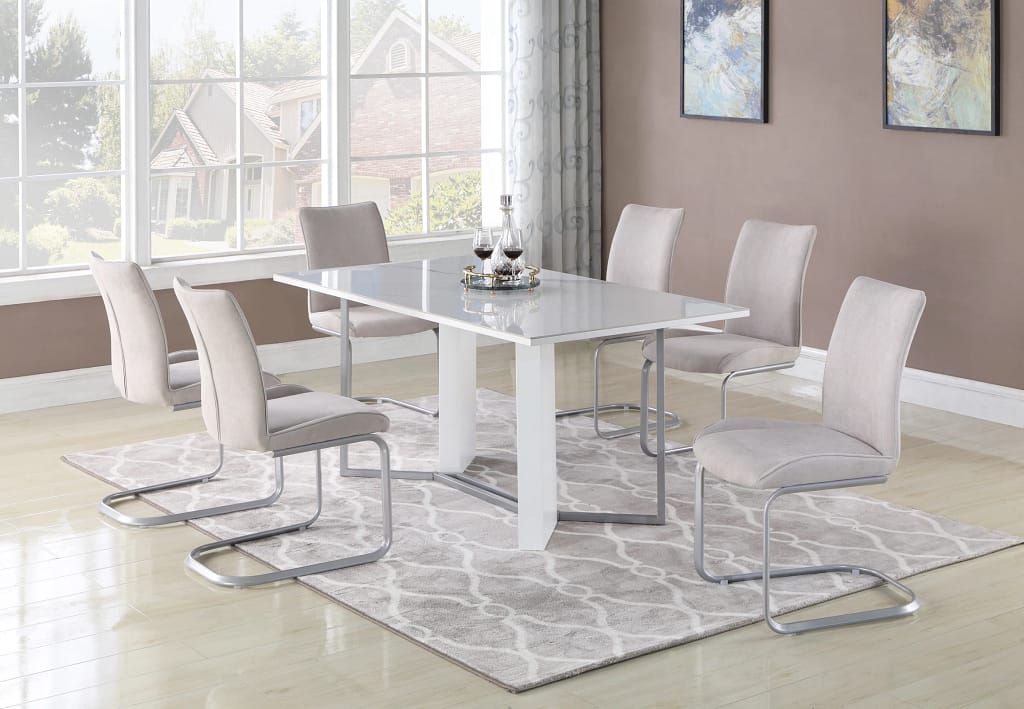 7 Piece Tokyo Light Grey Rectangular Dining Table Set