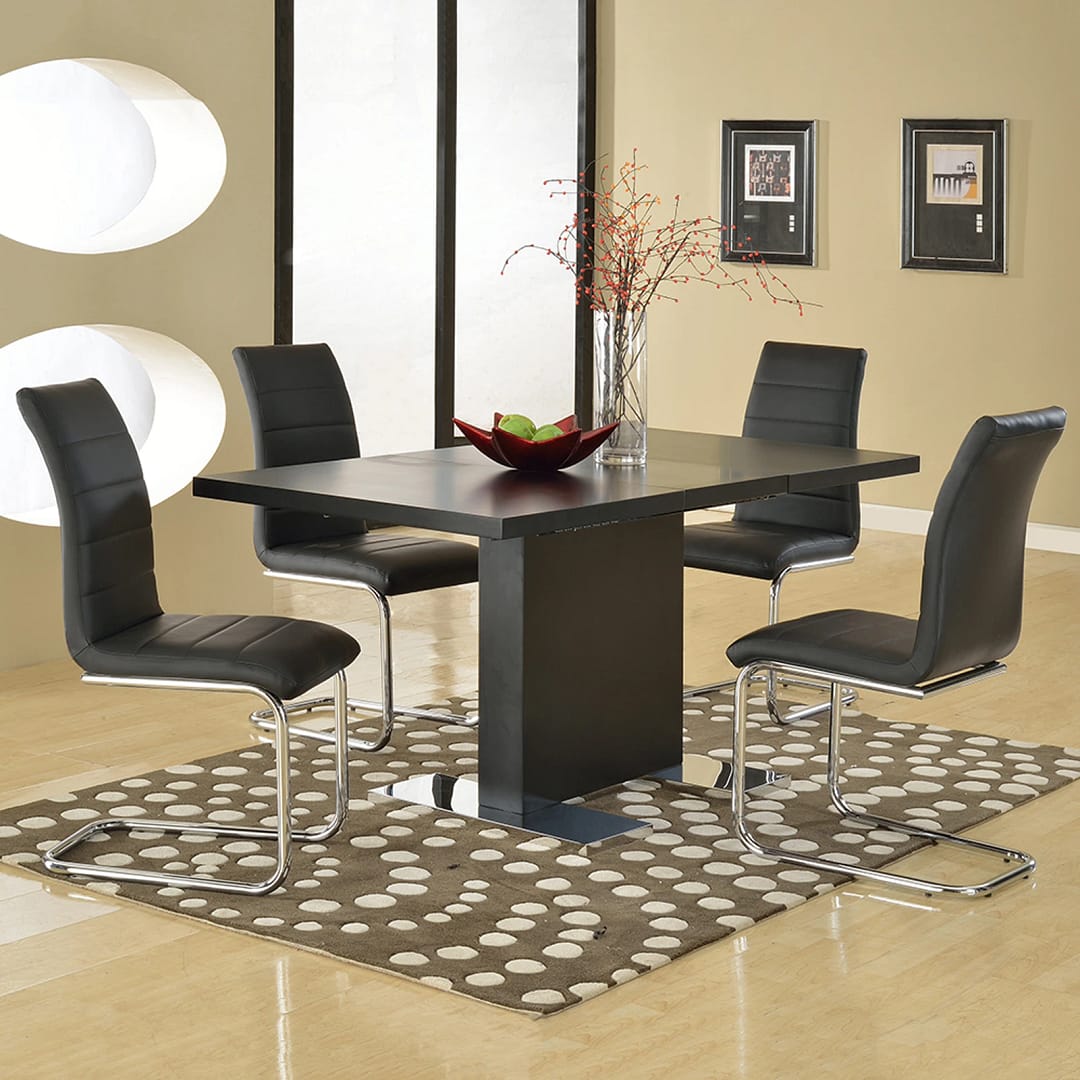 5 Piece Flynn Black Rectangular Dining Table Set