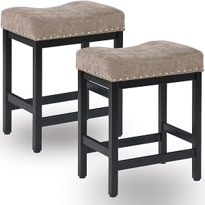 Kislot Backless Counter Height Bar Stools Fabric Cushion