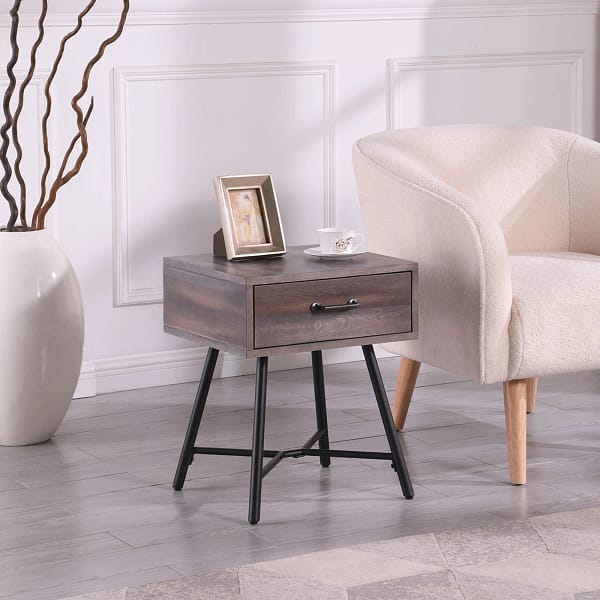 Drawer End table with USB charger