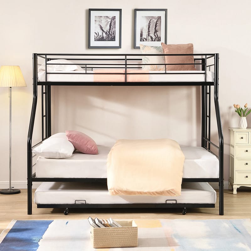 Twin Over FULL Metal Bunk Bed with Trundle